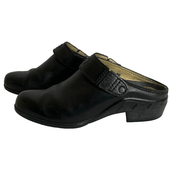 Women's 8 Ariat Black Leather Slip On Open Heel Western Slingback Mules - Picture 4 of 12